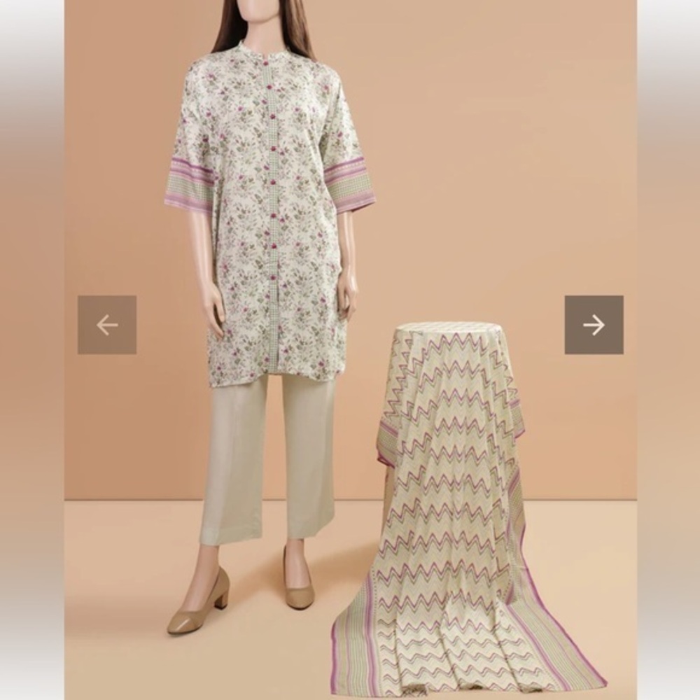 Saya pakistani designer 3 piece linen dress